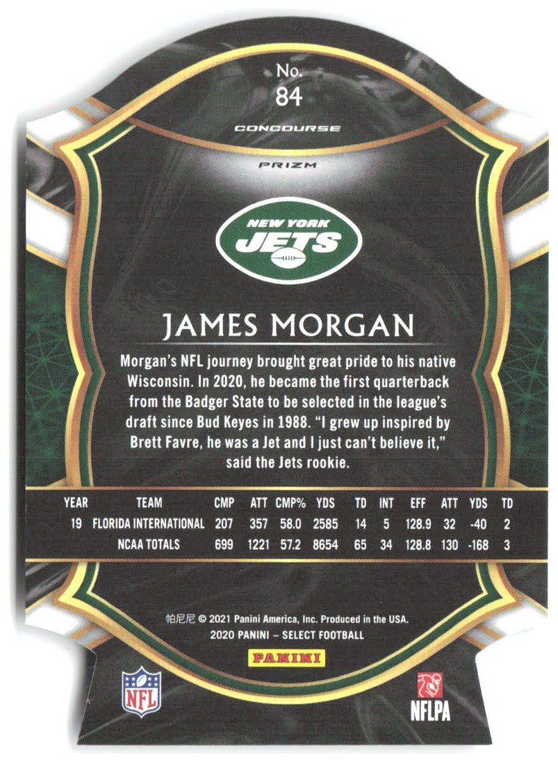 James Morgan Panini Select - Purple Prizm Die Cut 84 2020 New York Jets