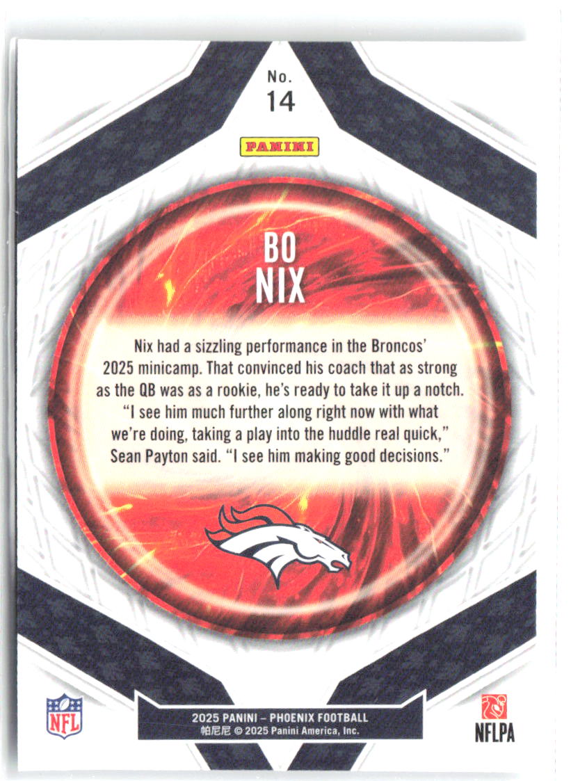 Bo Nix Panini Phoenix - Paragon 14 2025 Denver Broncos