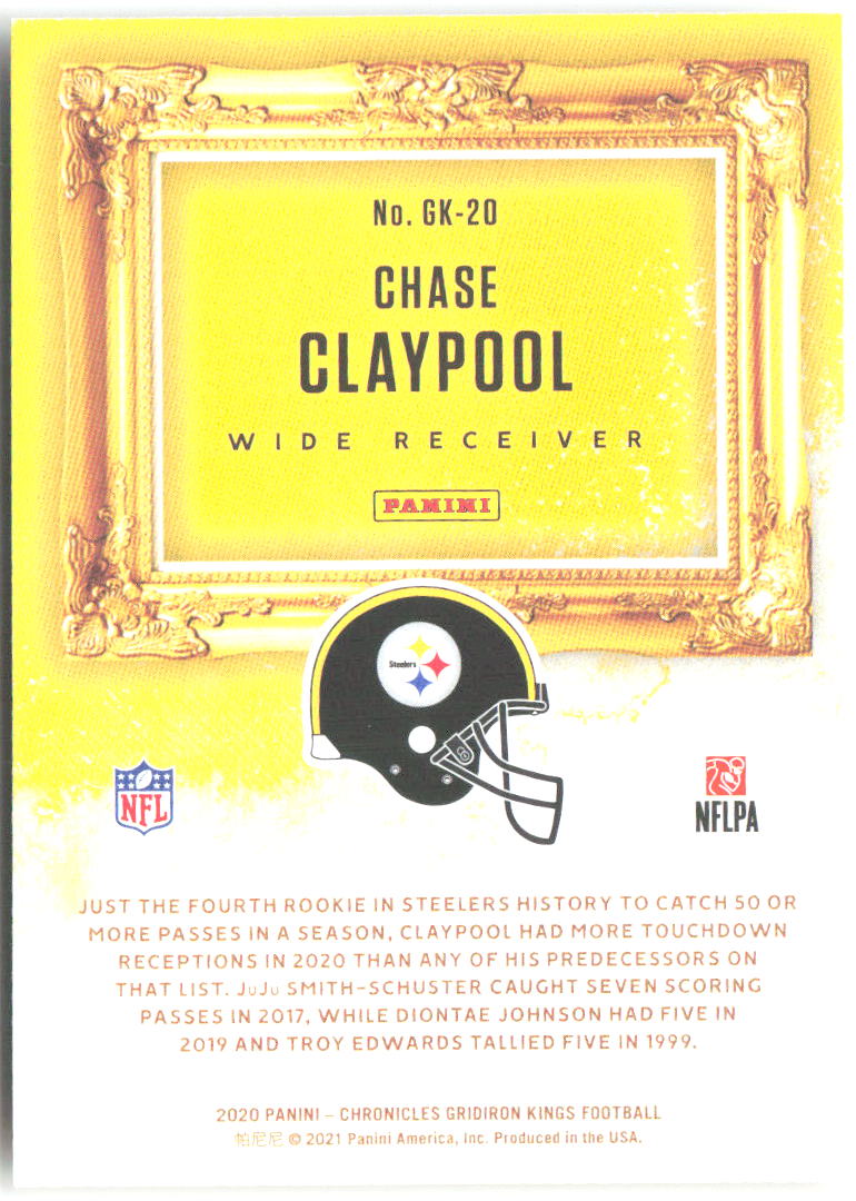 Chase Claypool Panini Chronicles - Gridiron Kings GK-20 2020 Pittsburgh Steelers
