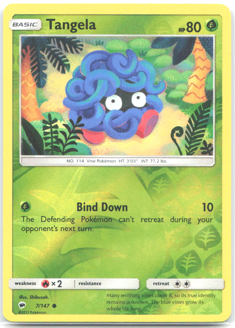 Tangela Reverse Holo Common SM Burning Shadows 7/147 NM Shibuzoh