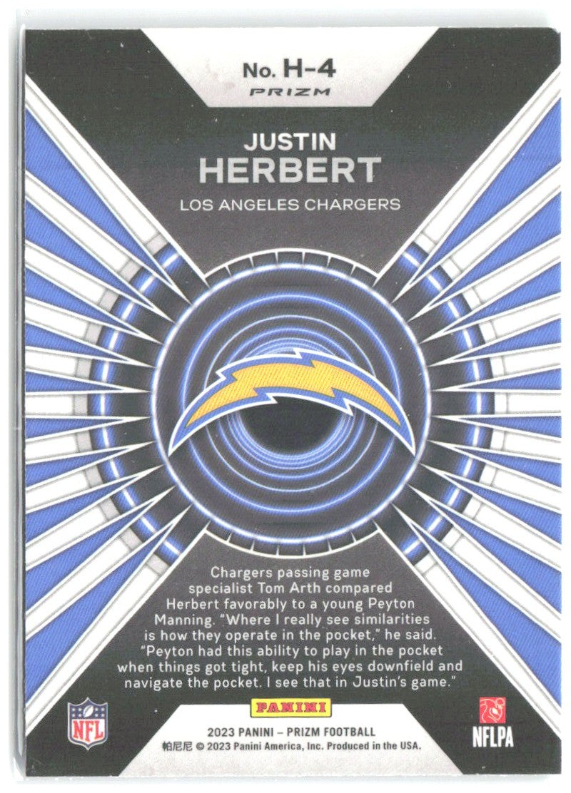 Justin Herbert Panini Prizm Hype Prizms Green Wave H-4 2023 Los Angeles Chargers