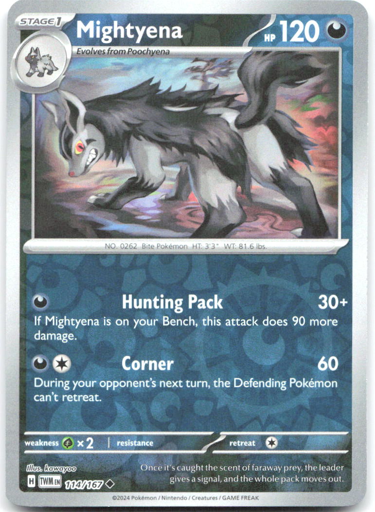 Mightyena Reverse Holo Uncommon SV06 Twilight Masquerade 114/167 NM kawayoo