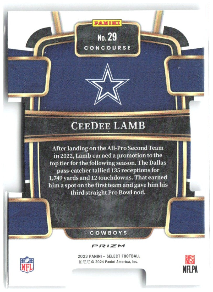 CeeDee Lamb Panini Select - Silver Prizms Die Cuts 29 2023 Dallas Cowboys