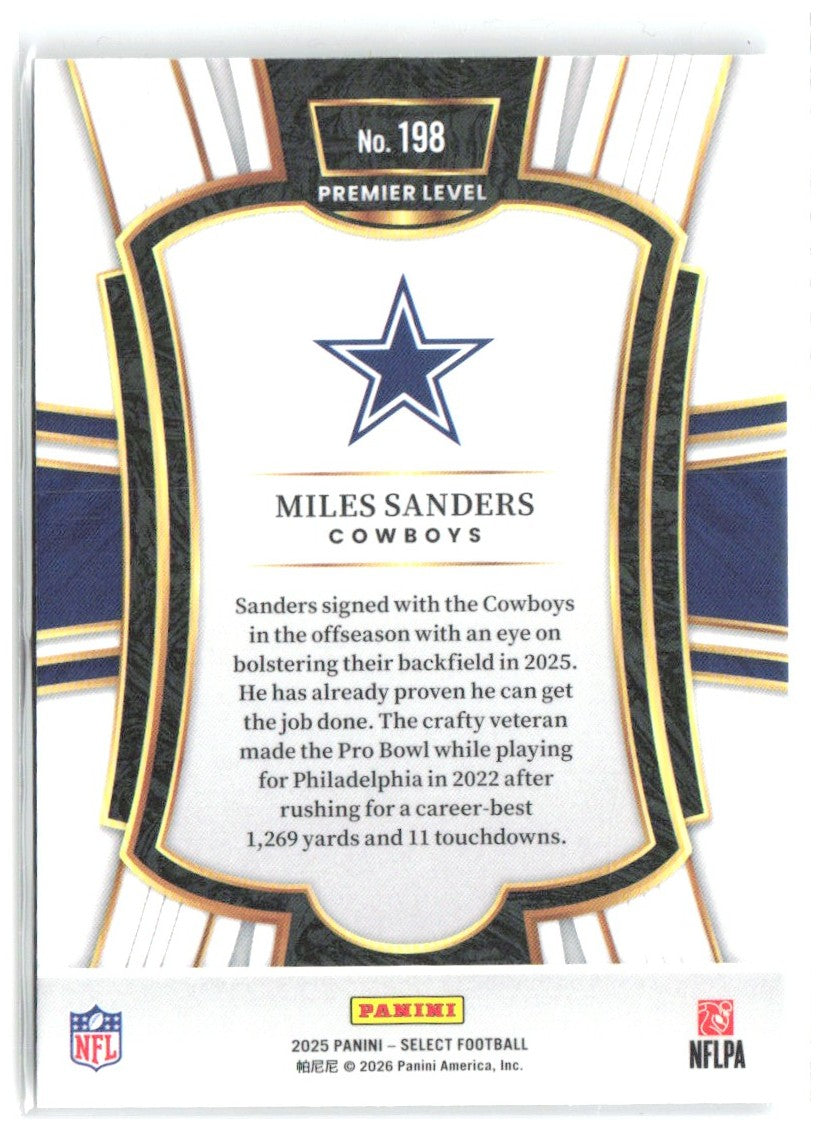 Miles Sanders Panini Select 198 2025 Dallas Cowboys