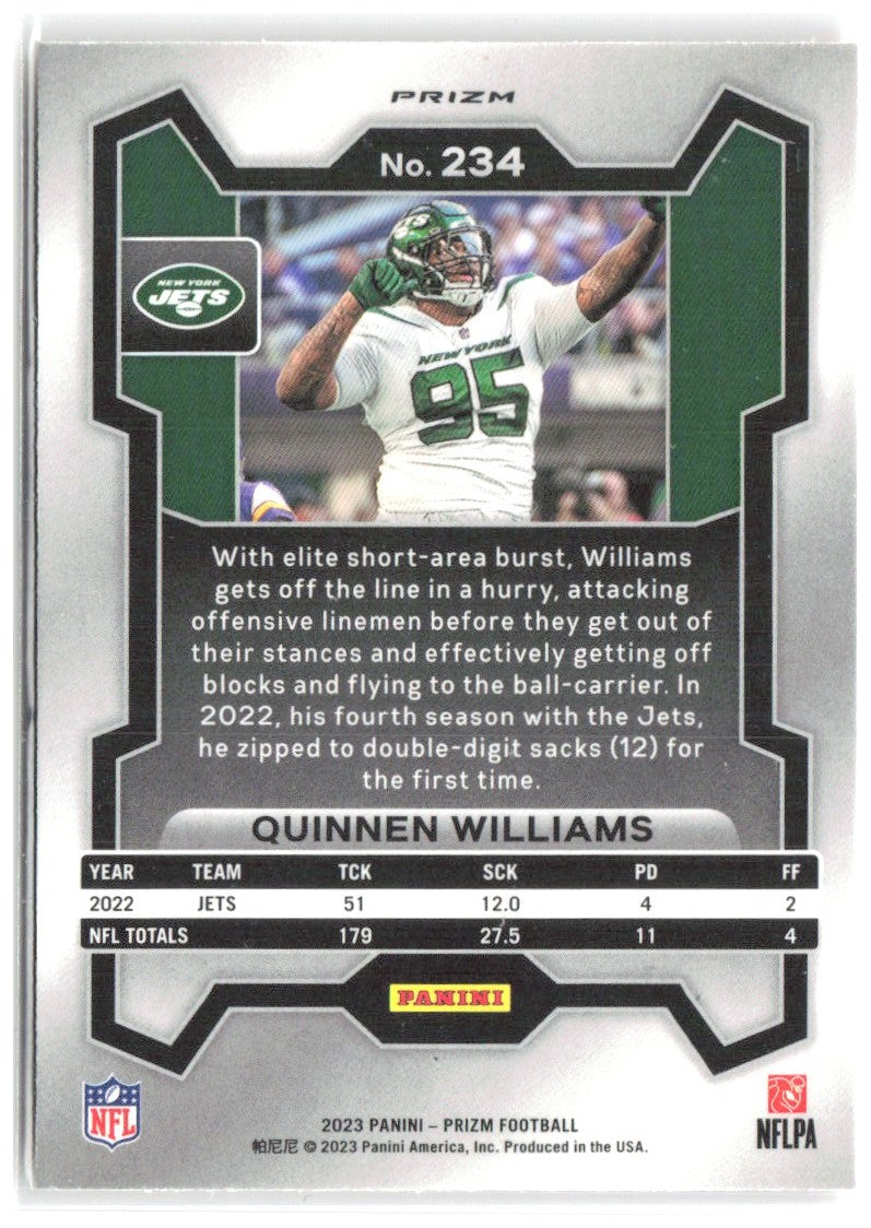 Quinnen Williams Panini Prizm - Lazer 234 2023 New York Jets