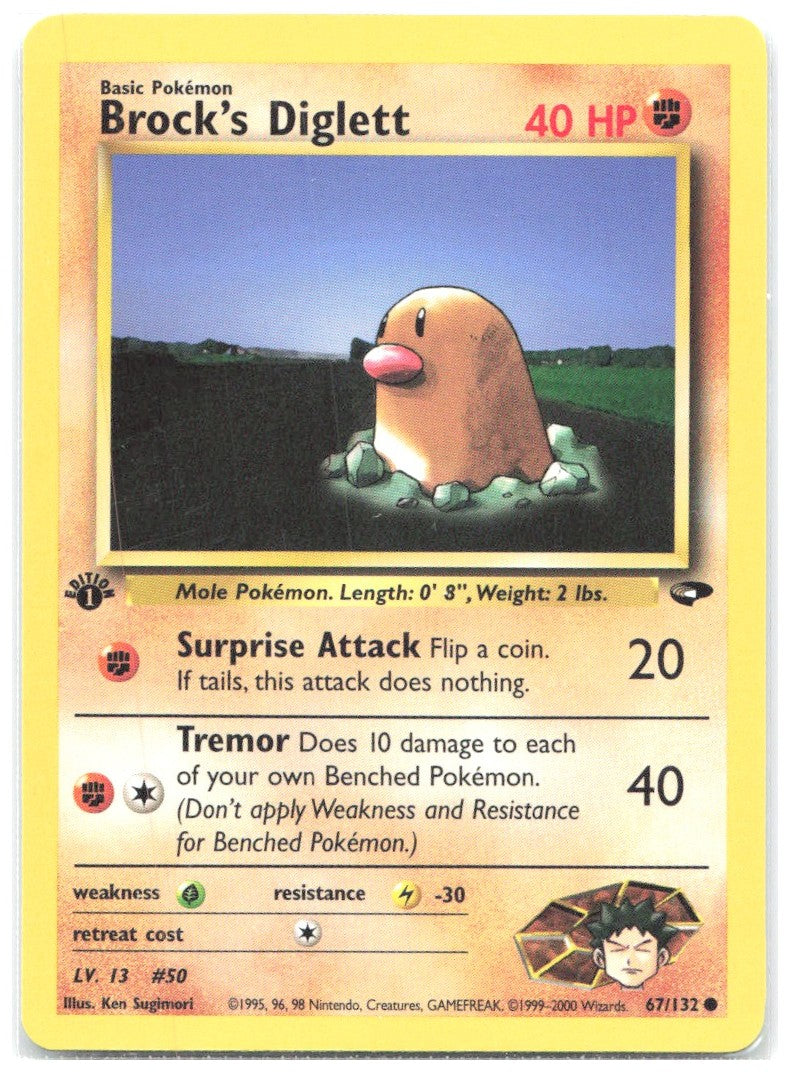 Brock's Diglett 1st Edition Common Gym Challenge 067/132 NM Ken Sugimori