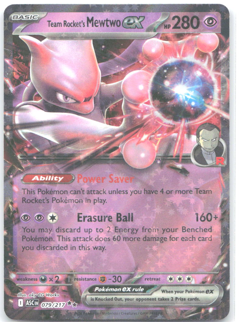 Team Rocket's Mewtwo ex Double Rare Ascended Heroes 079/217 NM Mitsuhiro Arita