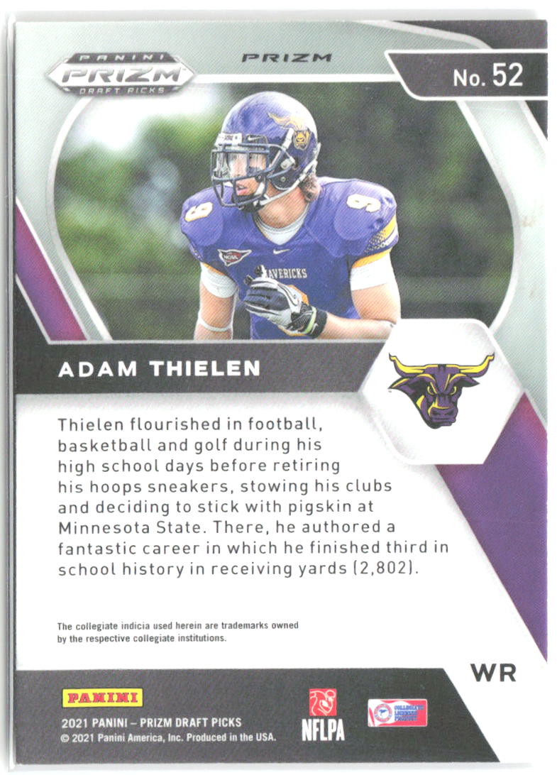 Adam Thielen Panini Prizm Draft Picks Gold Ice 52 2021 Minnesota State Mavericks