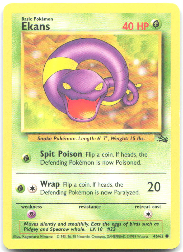 Ekans Unlimited Common Fossil 46/62 LP Kagemaru Himeno