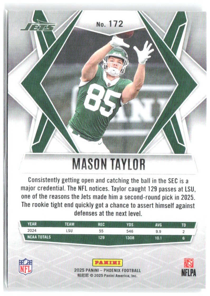 Mason Taylor Panini Phoenix - Silver Prizm 172 2025 New York Jets