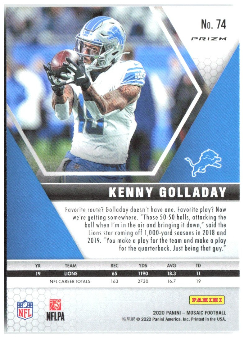 Kenny Golladay Panini Mosaic - Prizm Green 74 2020 Detroit Lions