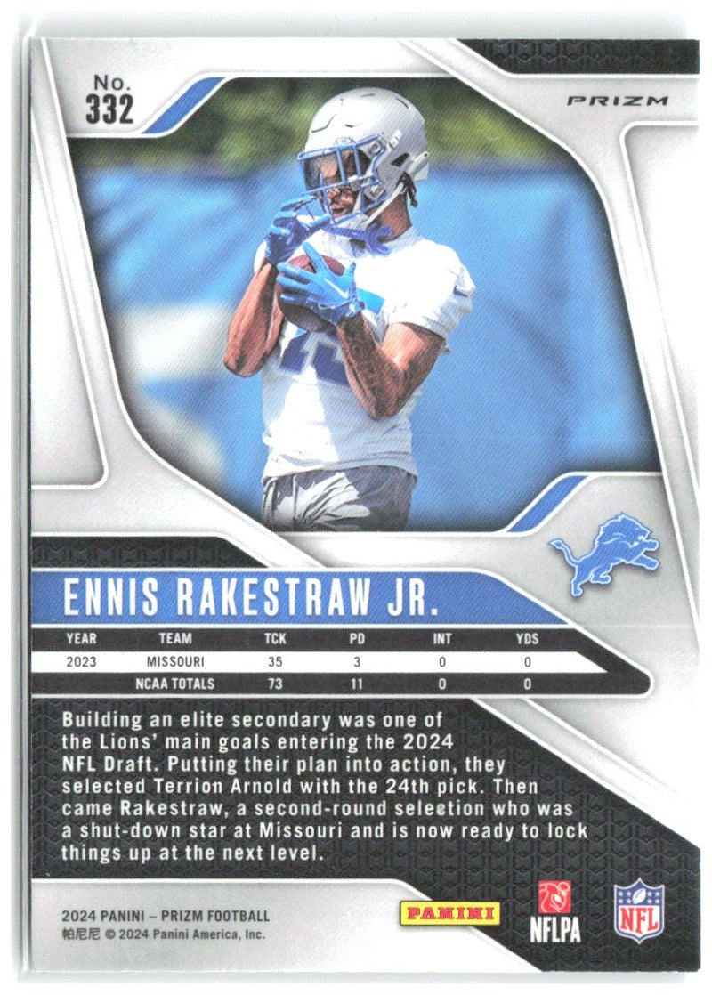 Ennis Rakestraw Jr. Panini Prizm - Green 332 2024 Detroit Lions