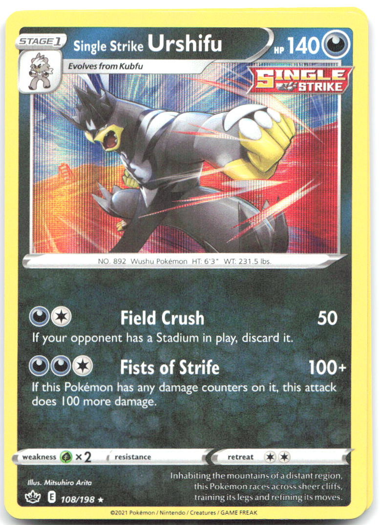 Single Strike Urshifu Holo Rare SWSH06 Chilling Reign 108/198 NM Mitsuhiro Arita
