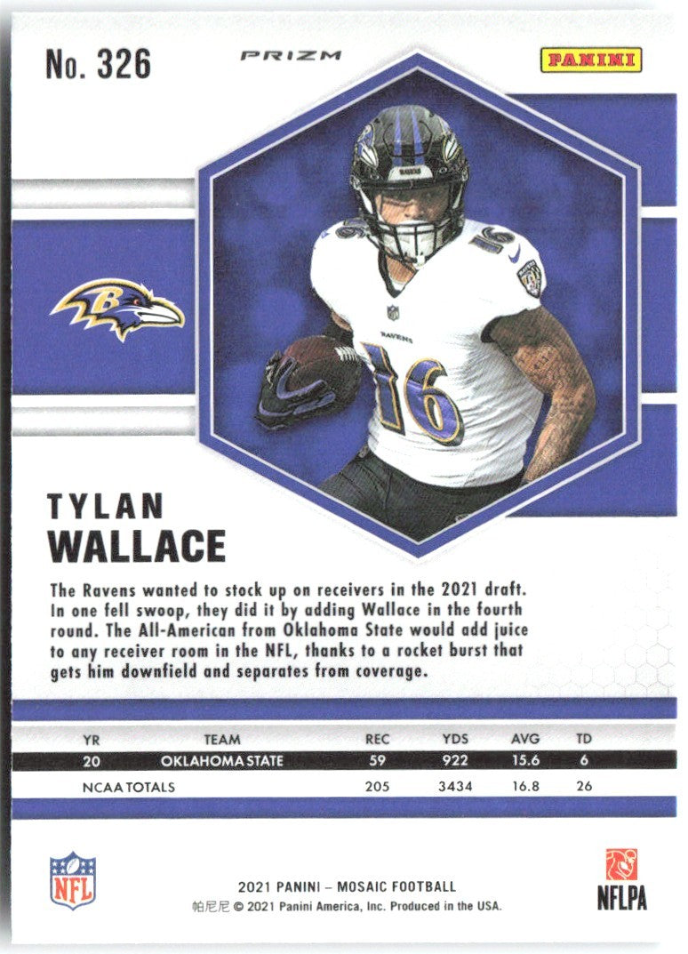 Tylan Wallace Panini Mosaic - Prizm Silver 326 2021 Baltimore Ravens
