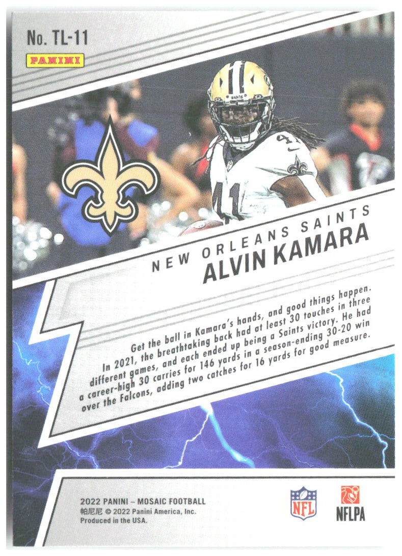 Alvin Kamara Panini Mosaic - Thunder Lane TL-11 2022 New Orleans Saints
