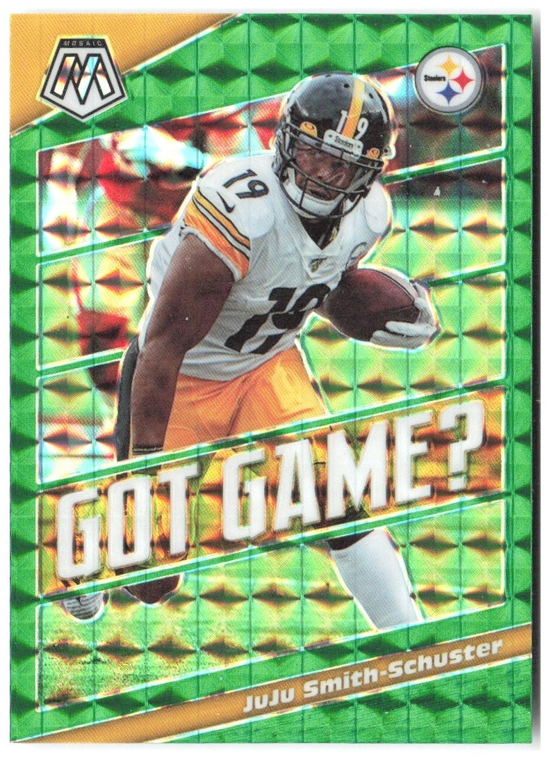 JuJu Smith-Schuster Mosaic - Got Game? Prizm Green GG6 2020 Pittsburgh Steelers