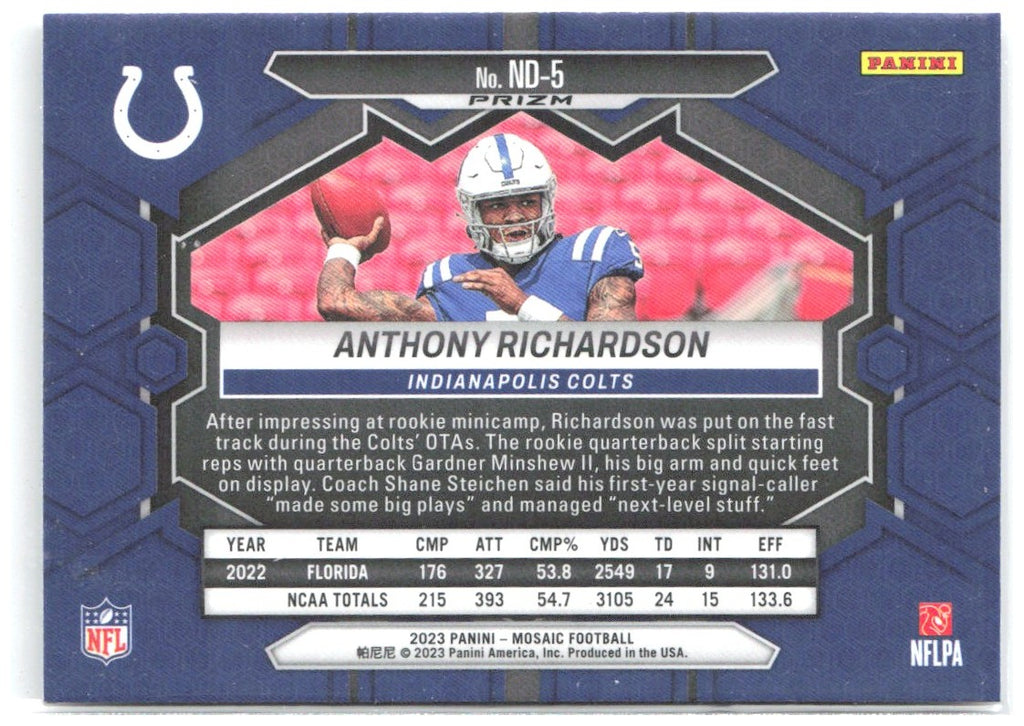 Anthony Richardson Panini Mosaic - Silver ND-5 2023 Indianapolis Colts