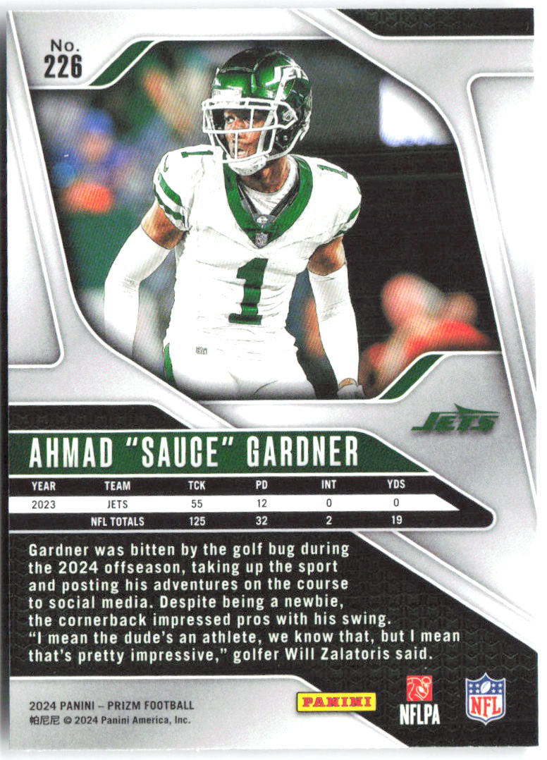 Ahmad "Sauce" Gardner Panini Prizm 226 2024 New York Jets