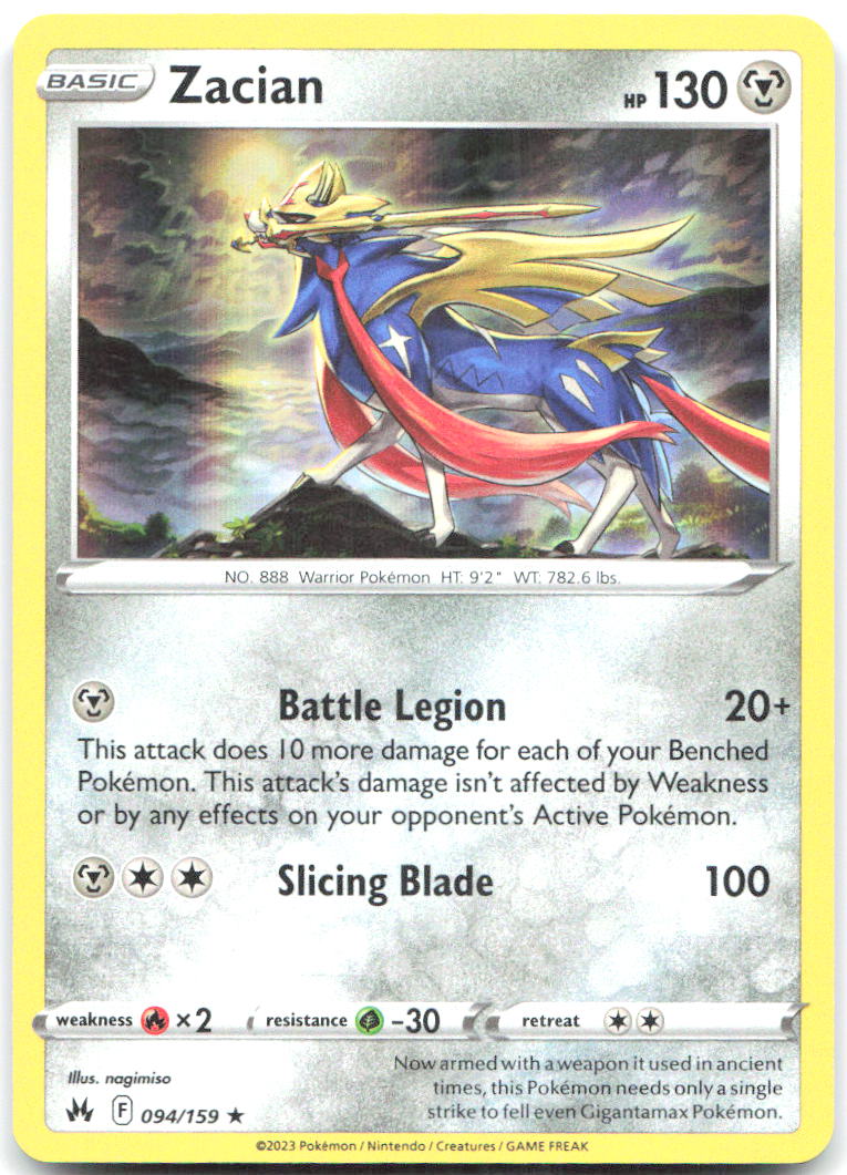 Zacian Holo Rare SWSH Crown Zenith 094/159 NM nagimiso