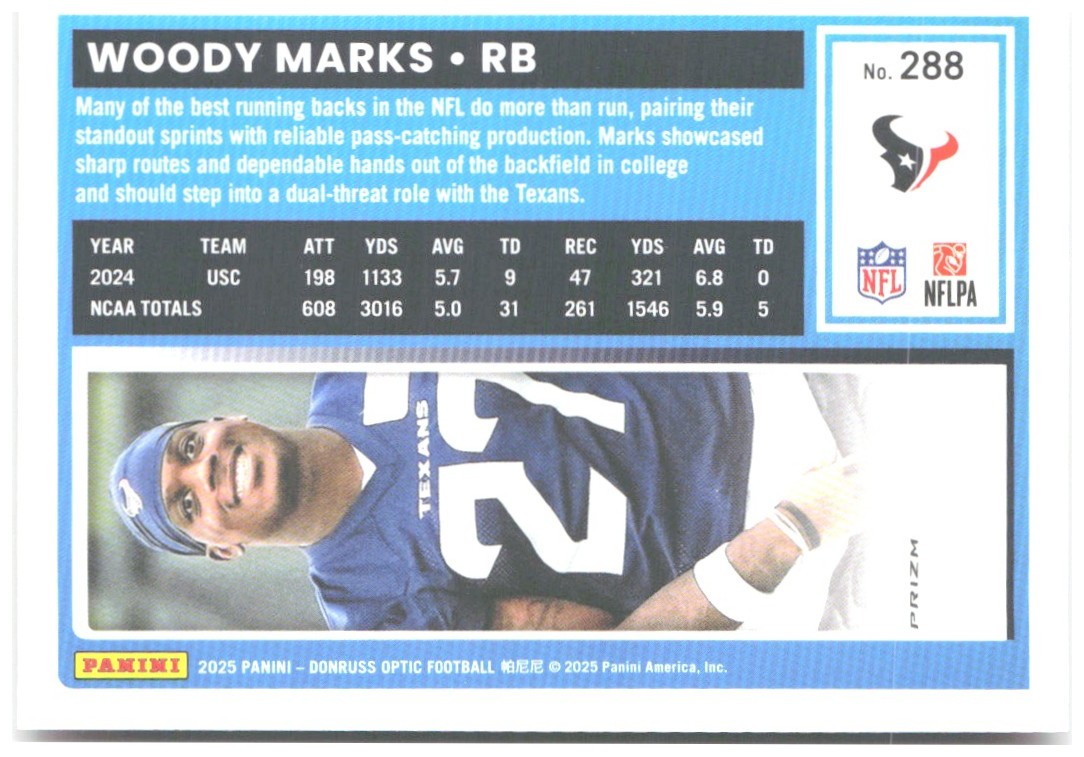 Woody Marks Donruss Optic - Pink 288 2025 Houston Texans