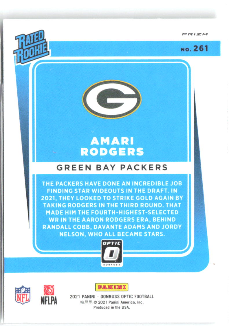 Amari Rodgers Donruss Optic - Bronze 261 2021 Green Bay Packers