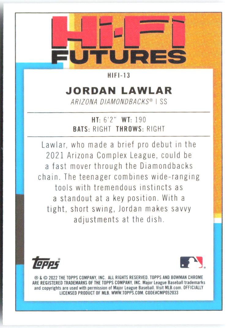 Jordan Lawlar Bowman - Hi-Fi Futures Mojo Refractors HIFI-13 2022 Diamondbacks