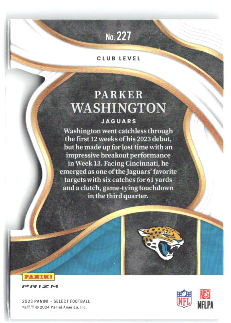 Parker Washington Select - Silver Prizms Die Cuts 227 2023 Jacksonville Jaguars