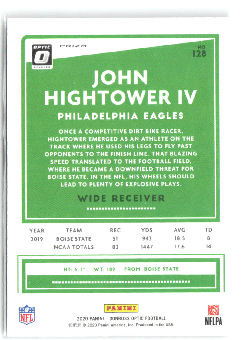John Hightower IV Donruss Optic - Holo 128 2020 Philadelphia Eagles