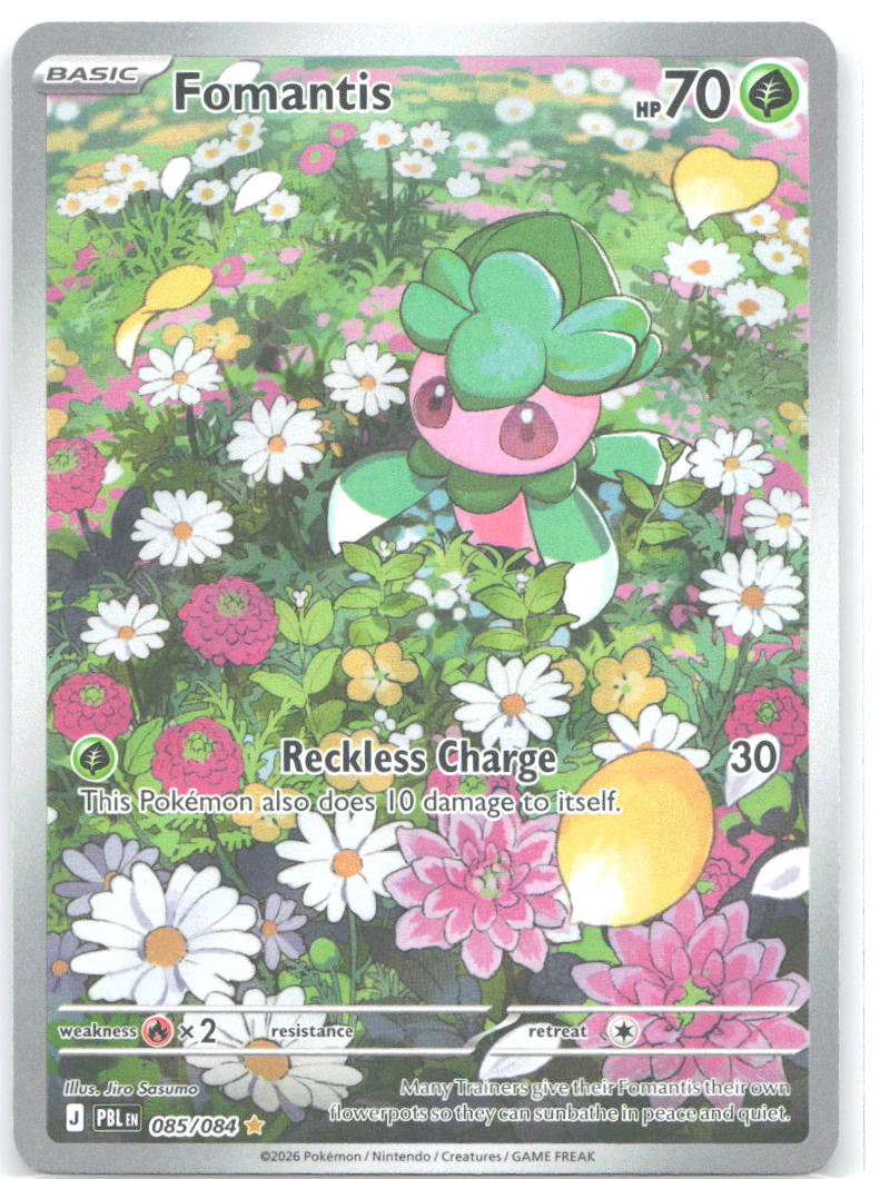 Fomantis Holo Illustration Rare ME05: Pitch Black 085/084 NM Jiro Sasumo