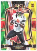 Tahj Brooks Select - Green and Yellow Prizm Shock 158 2025 Cincinnati Bengals