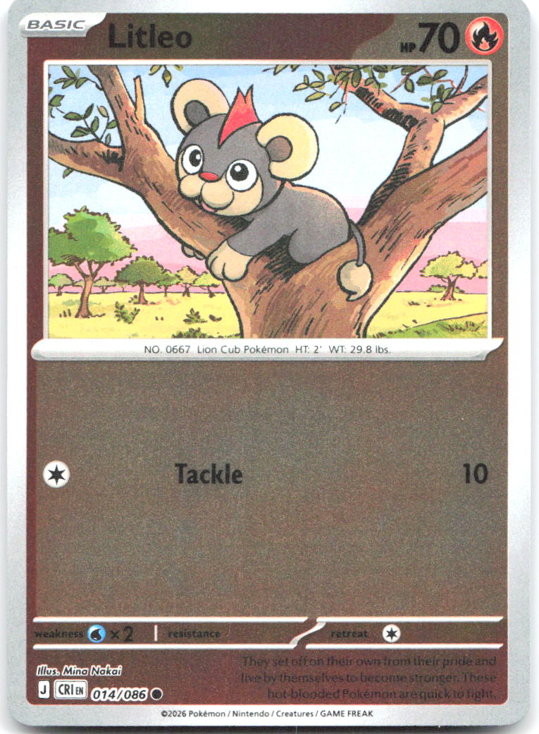 Litleo Reverse Holo Common ME04: Chaos Rising 014/086 NM Mina Nakai