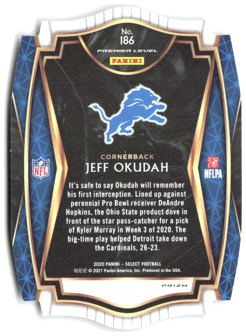 Jeff Okudah Panini Select - Tri-Color Prizm Die Cut 186 2020 Detroit Lions