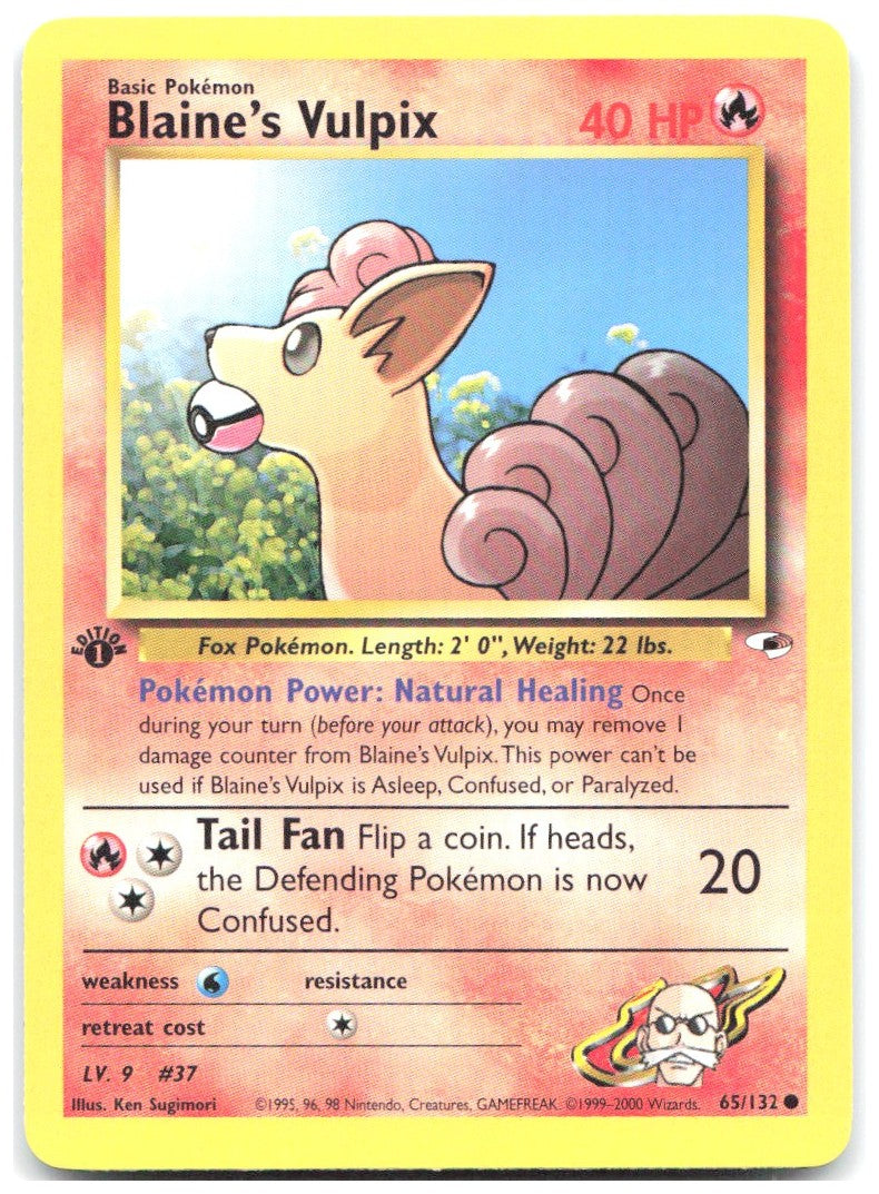 Blaine's Vulpix 1st Edition Common Gym Heroes 065/132 NM Ken Sugimori