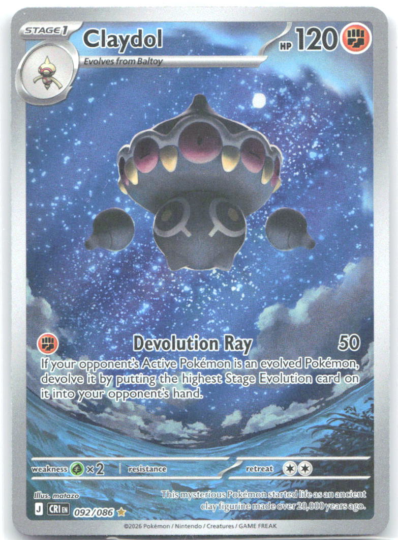 Claydol Holo Illustration Rare ME04 Chaos Rising 092/086 NM matazo