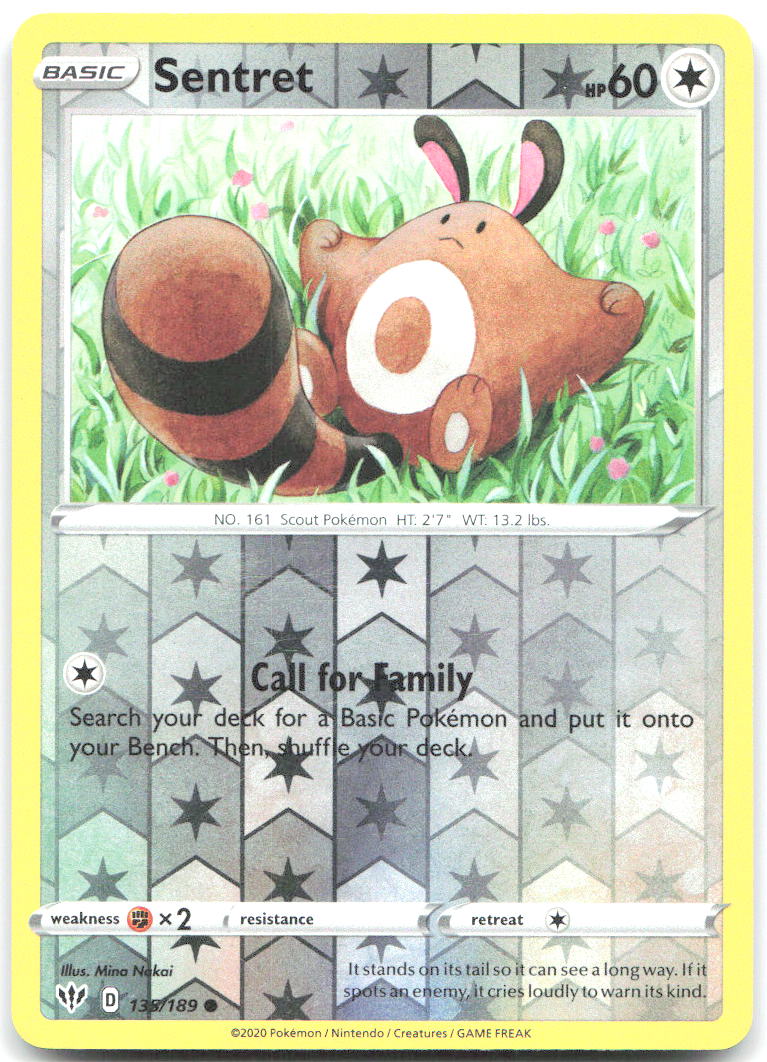 Sentret Reverse Holo Common SWSH03 Darkness Ablaze 135/189 NM Mina Nakai
