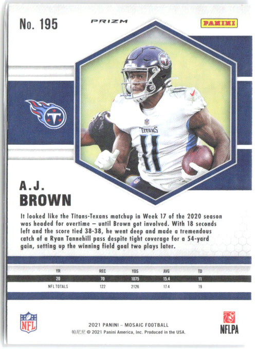 A.J. Brown Panini Mosaic - Prizm Camo Pink 195 2021 Tennessee Titans