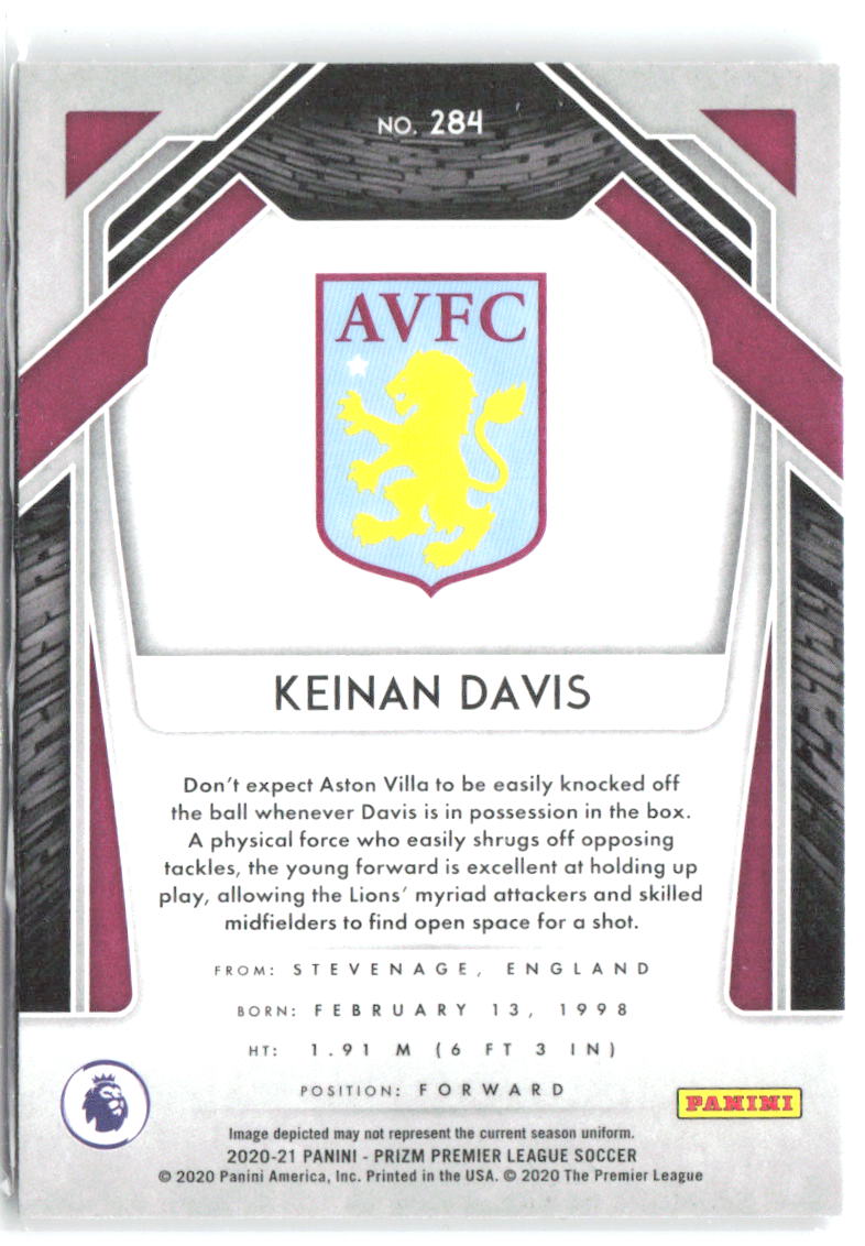 Keinan Davis Panini Prizm Premier League 284 2020-21 Aston Villa RC