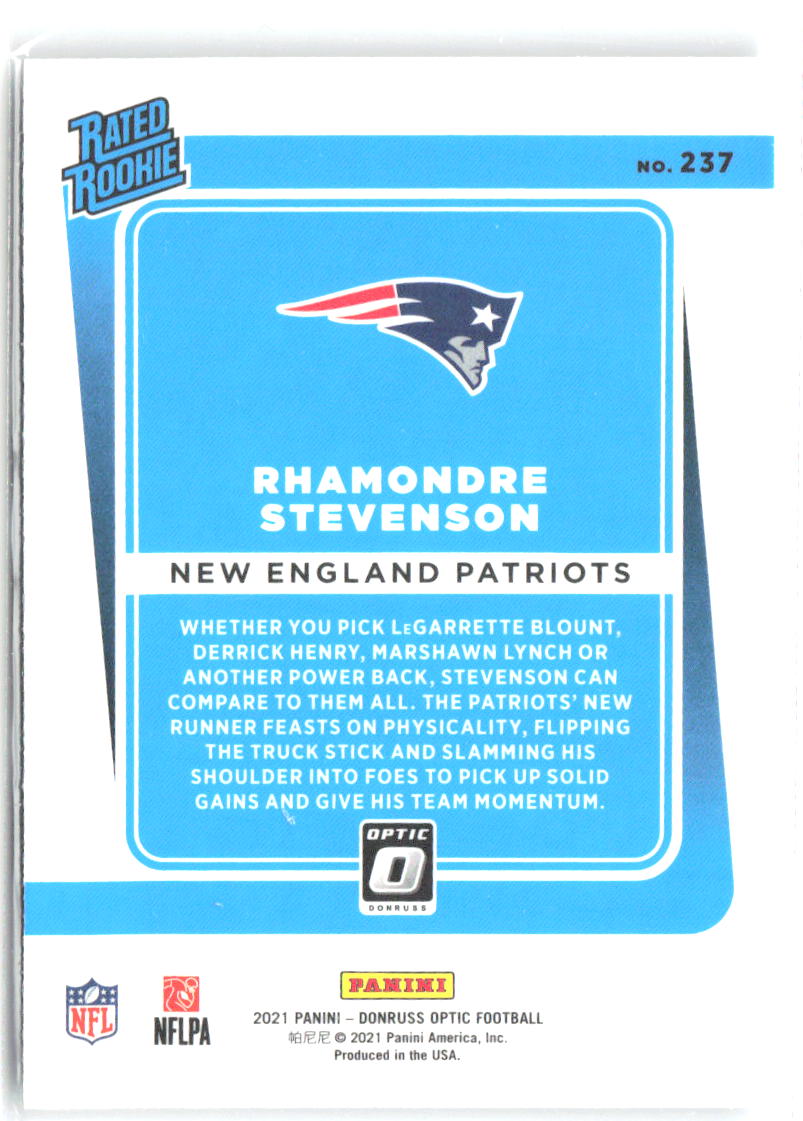 Rhamondre Stevenson Base Donruss Optic 237 NM