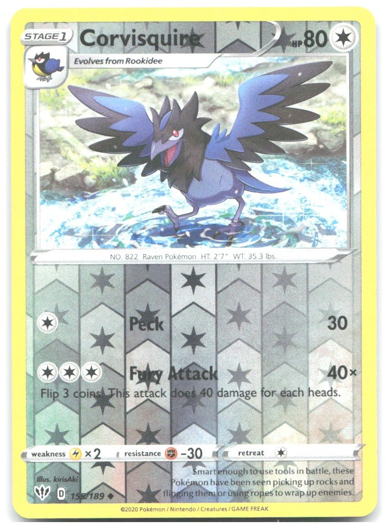Corvisquire Reverse Holo Uncommon SWSH03 Darkness Ablaze 155/189 NM kirisAki