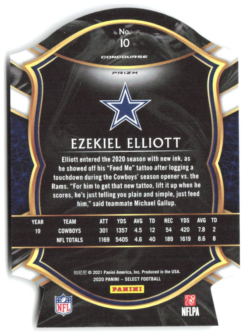 Ezekiel Elliott Panini Select - Purple Prizm Die Cut 10 2020 Dallas Cowboys