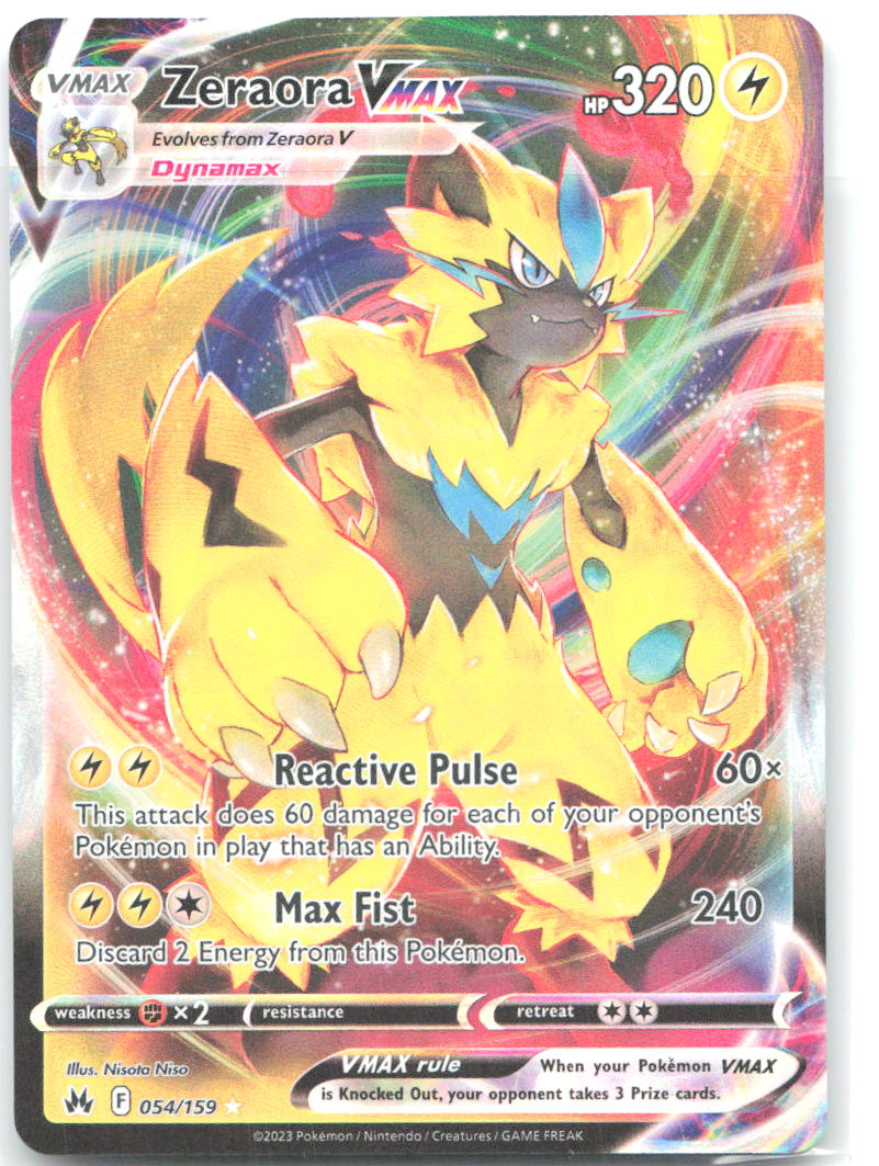 Zeraora VMAX Holo Ultra Rare SWSH Crown Zenith 054/159 NM Nisota Niso
