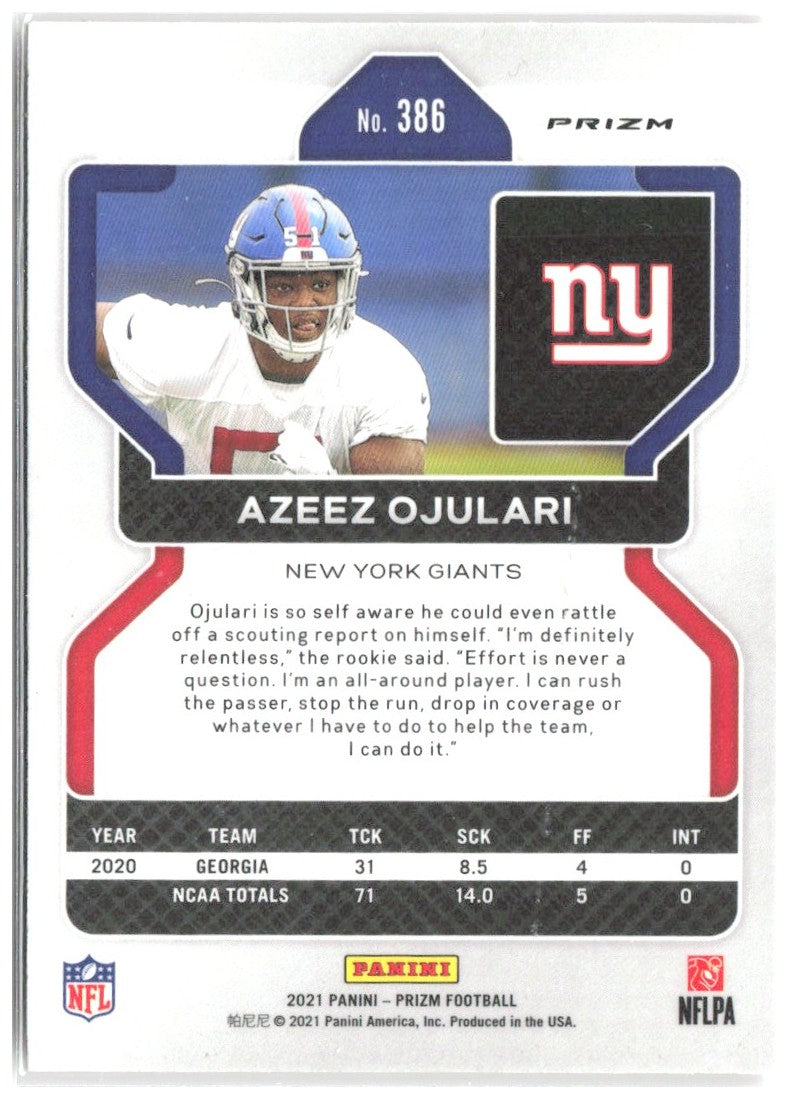 Azeez Ojulari Panini Prizm - Disco 386 2021 New York Giants