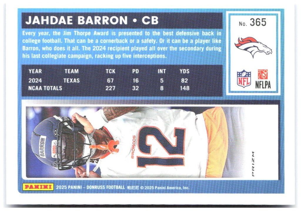 Jahdae Barron Donruss - Optic Rated Rookies Blue Scope 365 2025 Denver Broncos