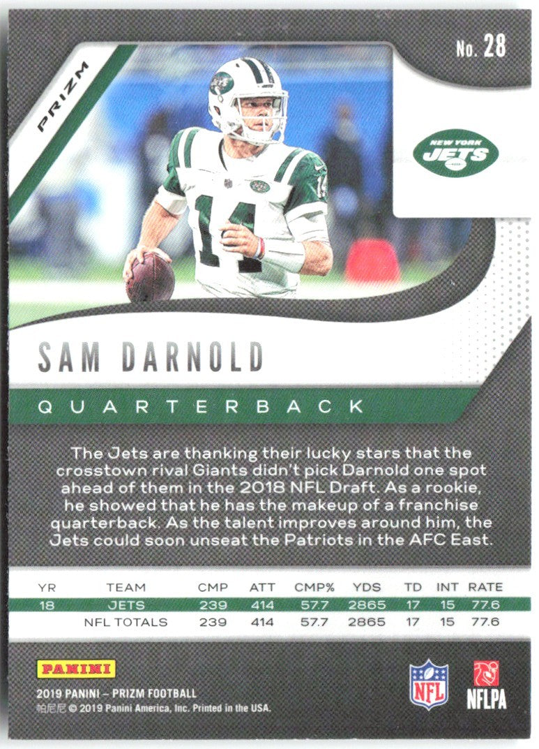 Sam Darnold Panini Prizm - Green 28 2019 New York Jets