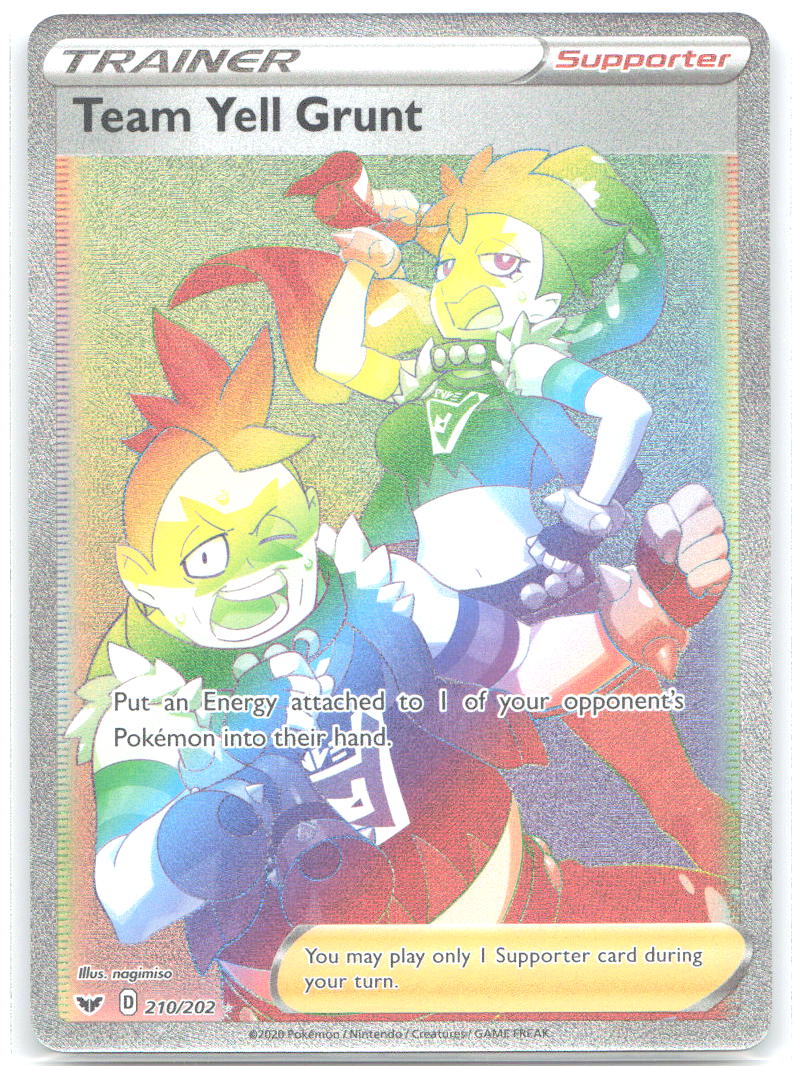 Team Yell Grunt Secret Rare SWSH01 Sword & Shield Base Set 210/202 NM nagimiso
