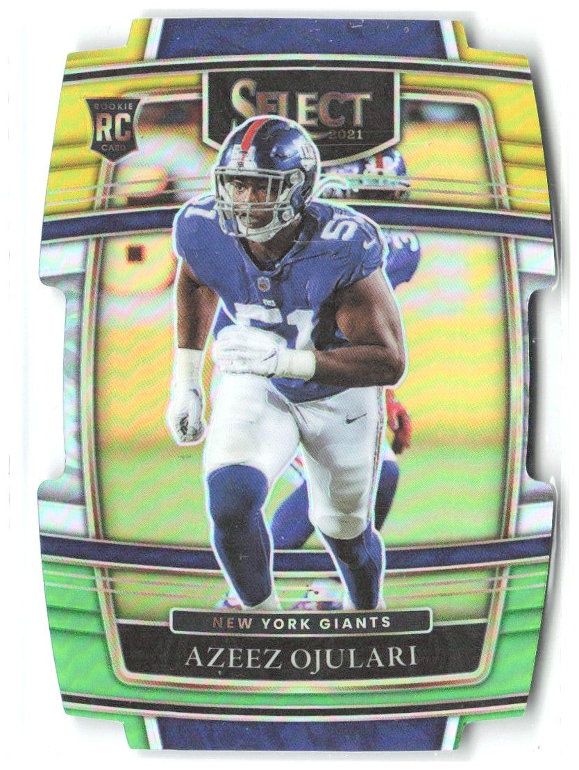 Azeez Ojulari Select - Green and Yellow Prizm Die Cut 91 2021 New York Giants