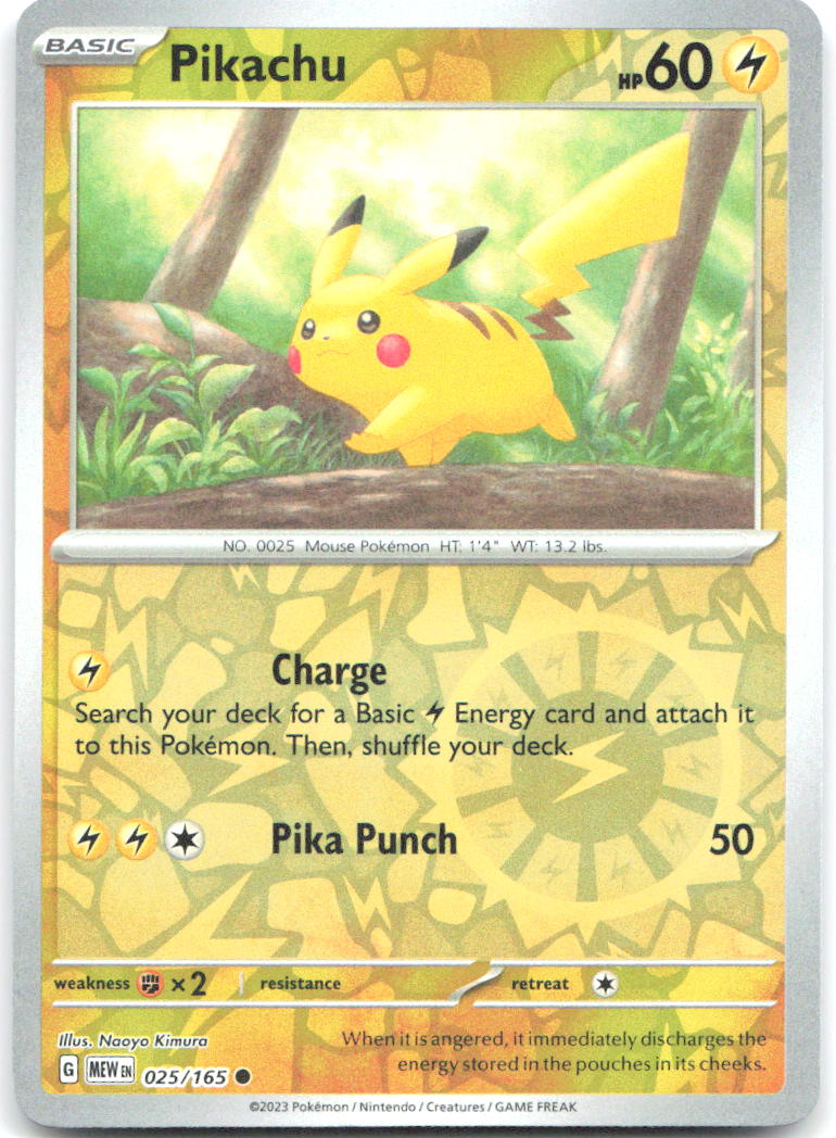 Pikachu Reverse Holo Common SV Scarlet & Violet 151 025/165 NM Naoyo Kimura