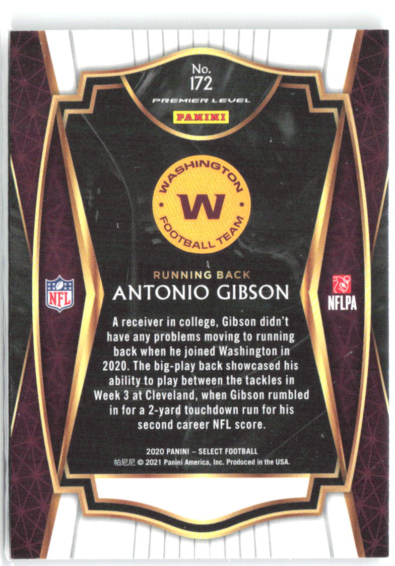 Antonio Gibson Panini Select 172 2020 Washington Football Team RC