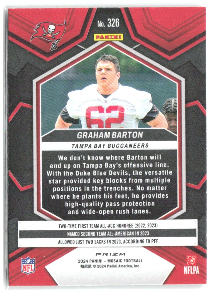 Graham Barton Panini Mosaic - Mosaic Green 326 2024 Tampa Bay Buccaneers