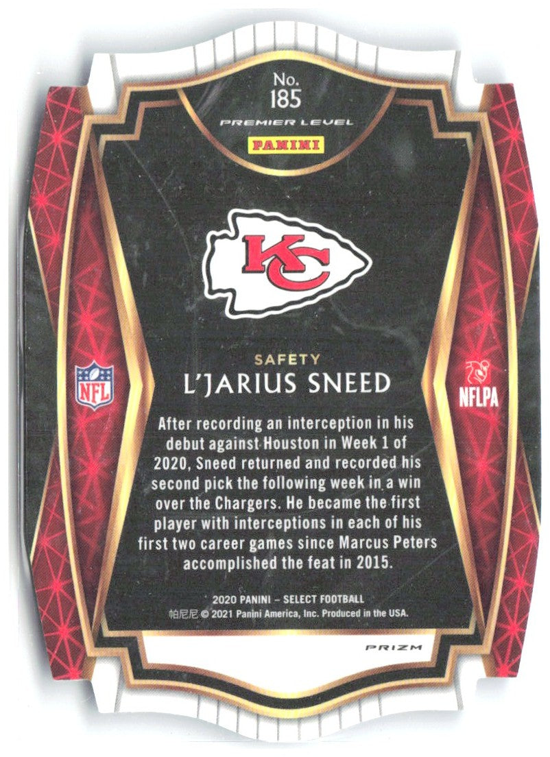 L'Jarius Sneed Select - Light Blue Prizm Die Cut 185 2020 Kansas City Chiefs